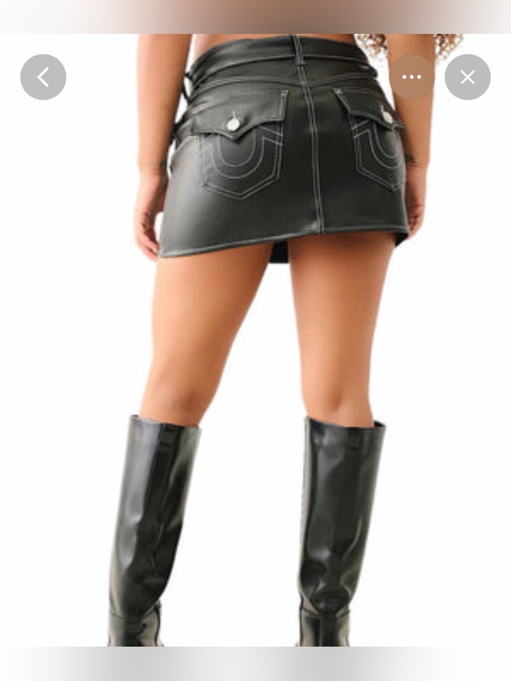 True Religion Black Faux Leather Mini Skirt